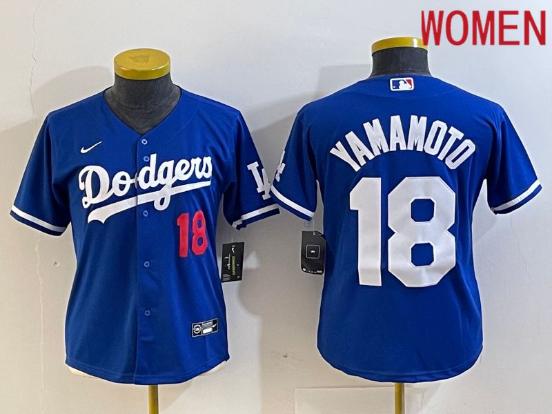 Women Los Angeles Dodgers #18 Yamamoto Blue Nike Game MLB Jersey style 2->women mlb jersey->Women Jersey